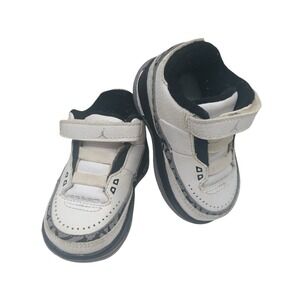 Air Jordan 3 Retro Toddler Sneakers White Gray‎ Black Strap Shoes Size 3C